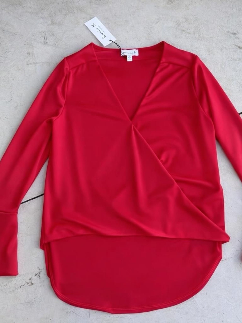 Veronica M Red Wrap-Front Long Sleeve Tunic
